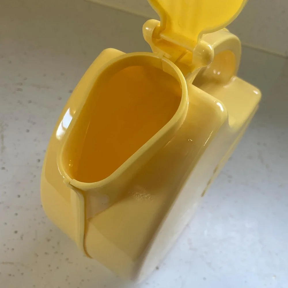 VTG 50s Art Deco Canary Yellow Plastic Disc Pitcher Mid-Century Atomic Retro